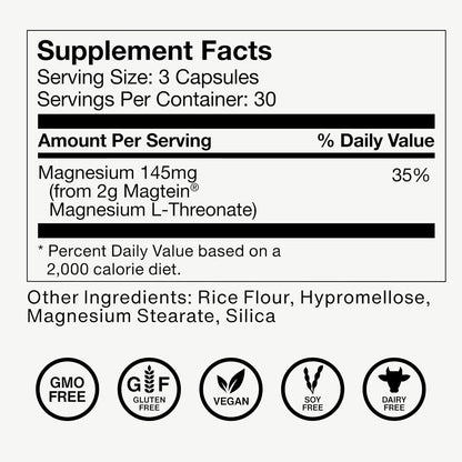 Momentous Magtein Magnesium L-Threonate, Cognitive Health Supplement, 145mg